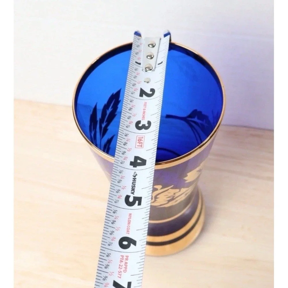 VTG Cobalt Blue & Gold Borske Sklo Union 8